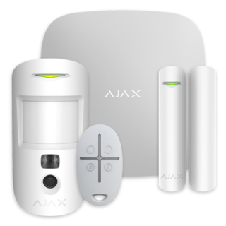 Kit alarma StarterKit Cam Plus, wireless, 2G/3G/4G, LAN + Wi-Fi, alb - AJAX